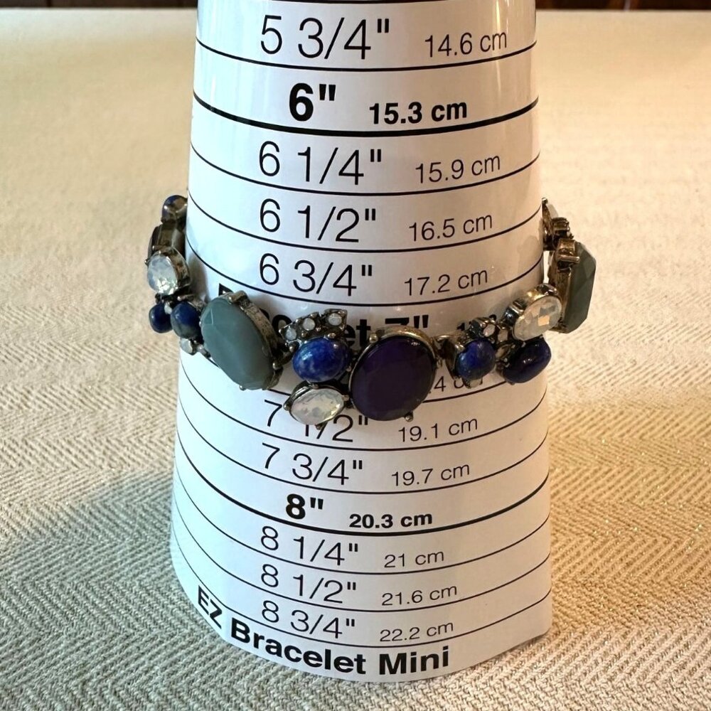 Loft Y2K Style Gemstone-Inspired Bracelet W/ Toggle Closure & Mixed Blue Stones - Picture 4 of 6